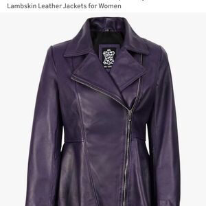 NWOT Purple Lambskin Leather Jacket for Women